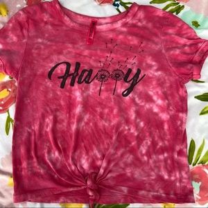 📚4/$20 PINK “HAPPy” TIE DYE SHIRT SLEEVE TOP